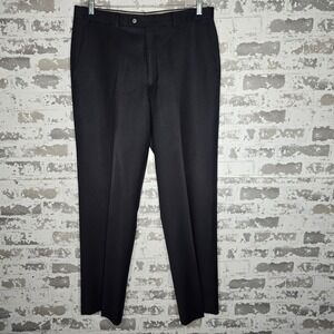 Santorelli Luxury Serge Men Navy Blue 100% Virgin Wool Dress Pants Italy 35W 33L